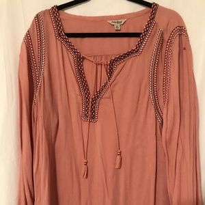 Lucky Brand embroidered detail boho tunic